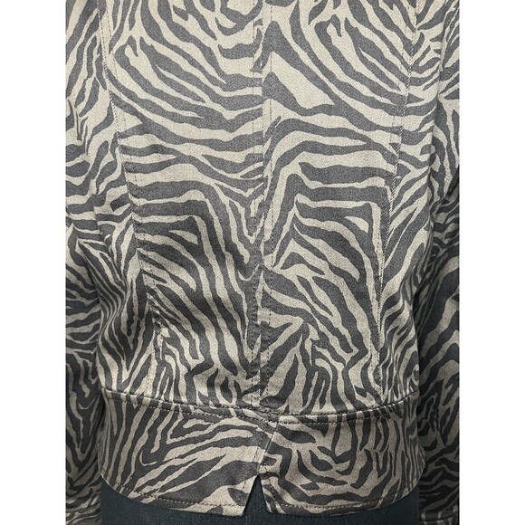 White House Black Market Women's Chocolate Brown Zebra Print Jacket Size 10 - Picture 12 of 16